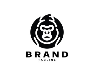 Obraz premium Gorilla head logo art in minimalist black look
