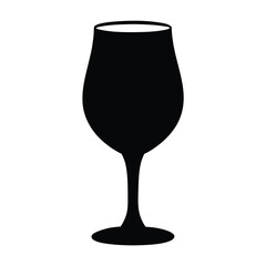 wine tasting glass vector silhouette icon, black and white illustration of drinks.