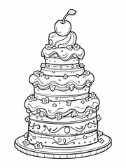 cake line art minimalist design simple abstract style.eps