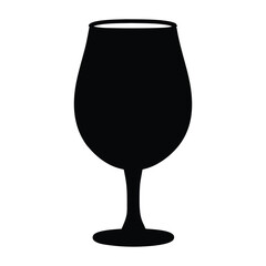 wine tasting glass vector silhouette icon, black and white illustration of drinks.