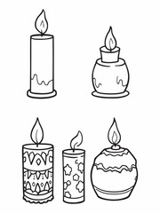 Candles line art graceful monochrome minimalistic decorative artwork.eps