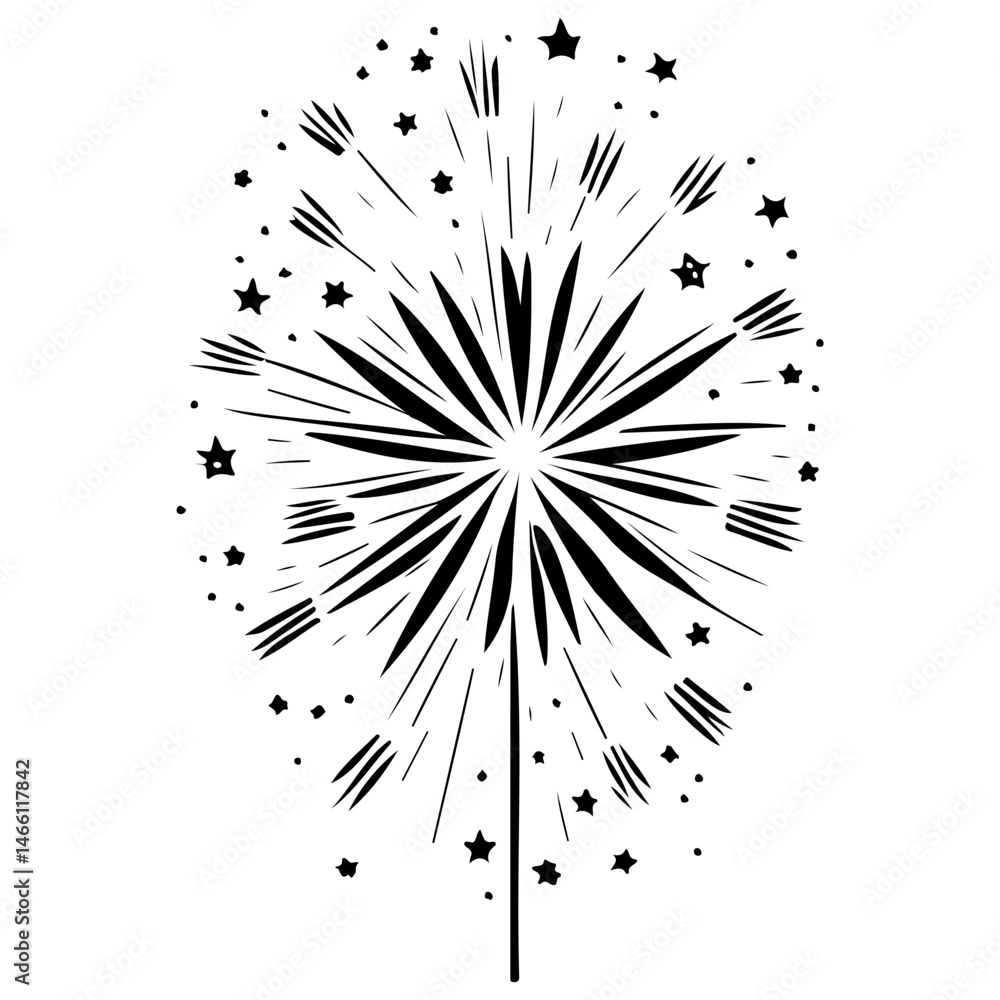 Aufkleber stylized celestial burst with cosmic particle adornments creating a unique abstract design