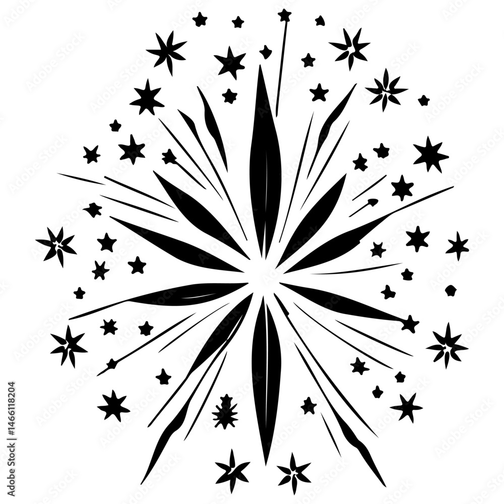Aufkleber monochrome starburst composition featuring an array of stylized celestial motifs