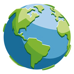 Stylized Earth with Blue Oceans and Green Continents