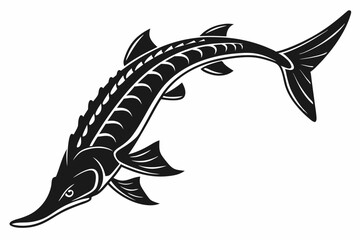 sturgeon sihouette black vector