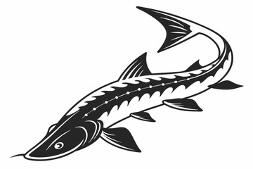 Obraz premium sturgeon sihouette black vector