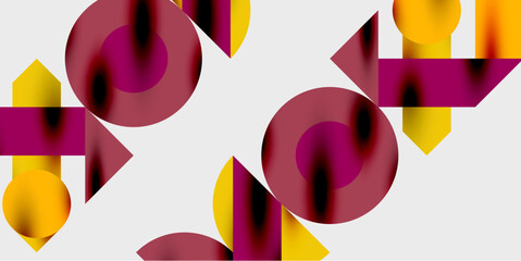 Abstract composition featuring swirling shapes, vibrant colors. Geometric forms intersect, creating dynamic visual impact. Minimalist design, modern aesthetic.