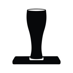 beer flight board vector silhouette icon, black and white illustration of drinks.