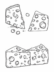 cheese line art sketch showing soft textured food.eps