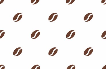 white background with brown coffee seamless pattern