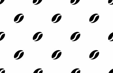 white background with black coffee seamless pattern