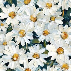 Daisy Flower Floral White Flowers: Vibrant Botanical Canvas Art Spring Bloom and Explore Elegant Designs Petals in a Bright Garden with Textured Artwork of Wildflower Composition in a Rural Landscape