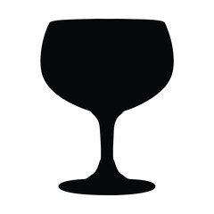 champagne flute vector silhouette icon, black and white illustration of drinks.