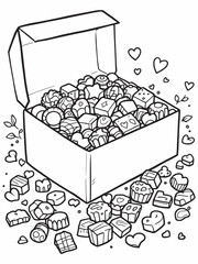 Chocolate box minimalistic line art design concept.eps