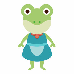 Cartoon frog vector on white background.