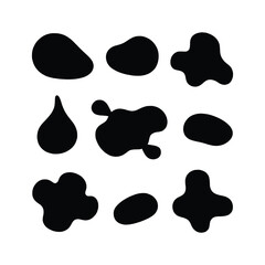 Set of Black Doodle Abstract Liquid Blob Vector Symbol Icon Design Isolated White Background