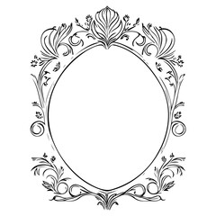 Elegant floral frame with organic swirls and an oval center for design elements