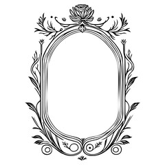 Elaborate Art Nouveau Frame Design with Floral Accents and an Oval Center