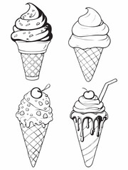 chocolate vanilla and strawberry flavor line art image.eps
