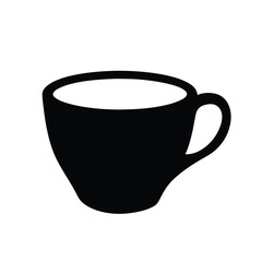 coffee cup vector silhouette icon, black and white illustration of drinks.