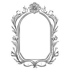 Elegant floral frame with arched silhouette for creative design projects