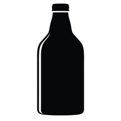 cold brew bottle vector silhouette icon, black and white illustration of drinks.