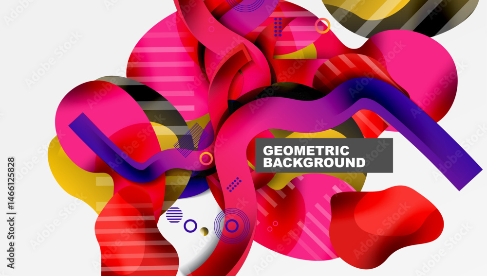 Aufkleber abstract fluid shapes, vibrant colors, dynamic composition. modern design elements create energetic 