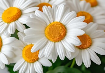 Fototapeta premium Close Up White Daisies With Yellow Centers