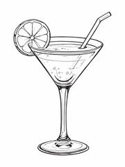 Classic Cosmopolitan line art elegant drink in style.eps