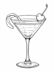 Classic Cosmopolitan line art refined mixology artwork.eps