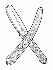 Classic Straight Razor line art elegant razor design.eps