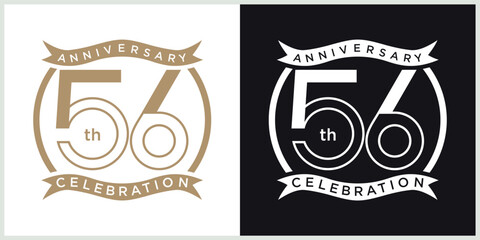 anniversary 56th logotype vector with brown and white color for special celebration day