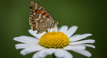 Obraz premium Butterfly on Daisy: A Close-Up Nature Study