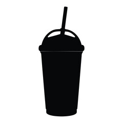 frappuccino vector silhouette icon, black and white illustration of drinks.
