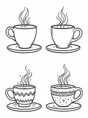 coffee cup clean line art simple design for decor.eps