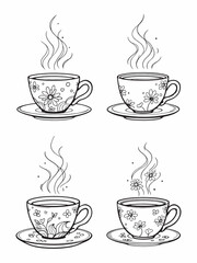 Obraz premium coffee cup elegant line art drawing simple design.eps