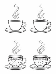 coffee cup minimalist line art design illustration style.eps