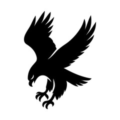 Eagle Dive Silhouette. Ideal for use as a tattoo, icon, web graphic design, and infographic concepts.