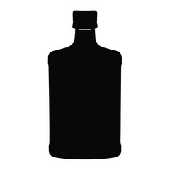 gin bottle vector silhouette icon, black and white illustration of drinks.