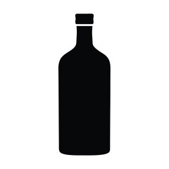 gin bottle vector silhouette icon, black and white illustration of drinks.