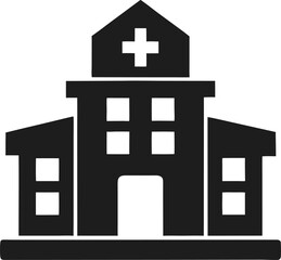 Obraz premium Hospital building silhouette vector, Hospital icon symbol