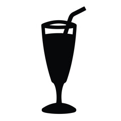 gin fizz vector silhouette icon, black and white illustration of drinks.
