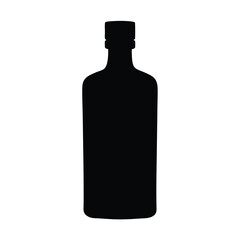gin bottle vector silhouette icon, black and white illustration of drinks.