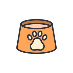 Dog's eating time with stylish bowl and symbol of paw, adorable and funny