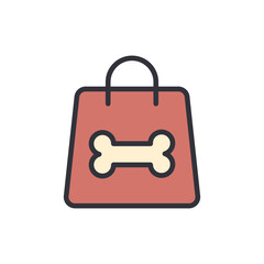 Dog Bone Adorned Shopping Bag Icon Design Illustration