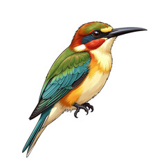 Obraz premium Vibrant Rainbow Bee-eater Bird Perched Isolated White Background Corporate Presentation Backdrop Marketing Campaigns Website Hero Image UI Mockup