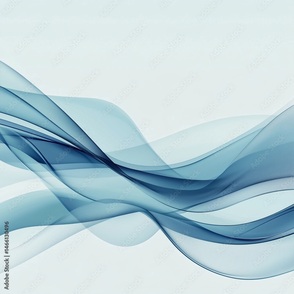 Poster abstract waves: a tranquil wave of blue and teal. illustrating calm and fluidity, perfect for variou