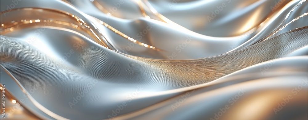 Poster silken texture: a mesmerizing display of lustrous fabric, cascading in graceful waves, shimmering wi