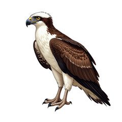 Fototapeta premium majestic brown and white eagle standing confidently on solid white background with sharp talons and piercing gaze for wildlife and conservation marketing campaigns