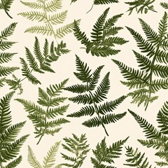 Green Fern Leaves Botanical Pattern: Nature-Inspired Artwork for Home Decor and Textile Design